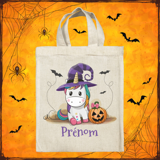 Bolsa de Halloween personalizada - Unicornio bruja