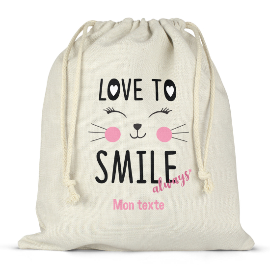 Bolsa de hilo personalizada - Chat ama sonreír