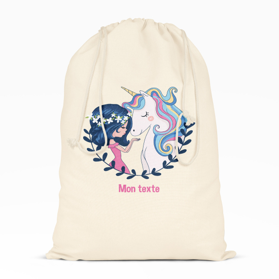 Bolsa de hilo personalizada - Chica y unicornio