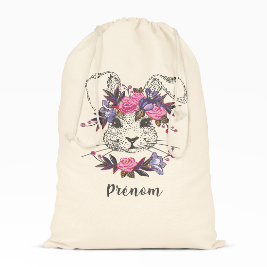 Bolsa de hilo personalizada - Conejita flores