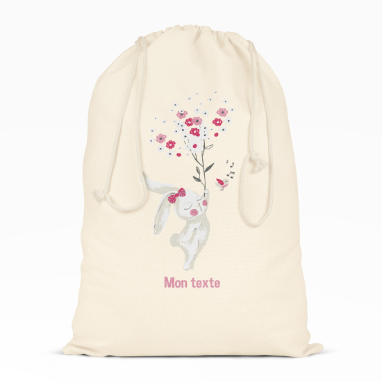 Bolsa de hilo personalizada - Conejitas flores