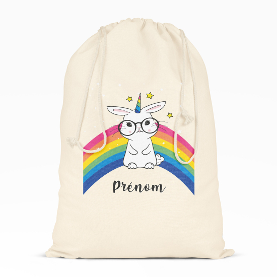 Bolsa de hilo personalizada - Conejo arcoíris