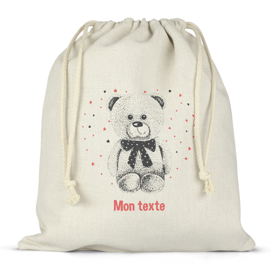 Bolsa de hilo personalizada - Osito corazones
