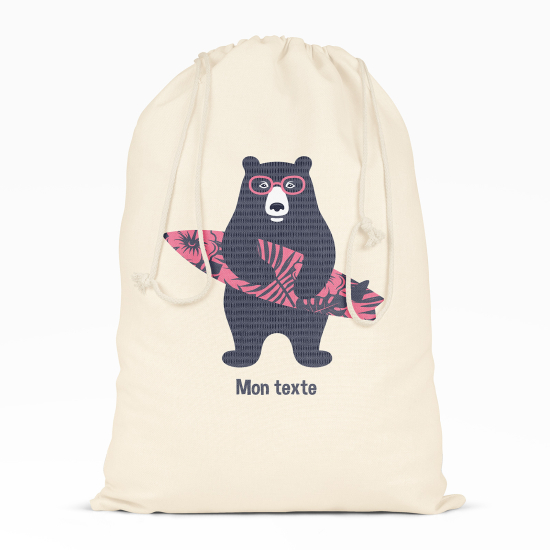 Bolsa de hilo personalizada - Oso surf