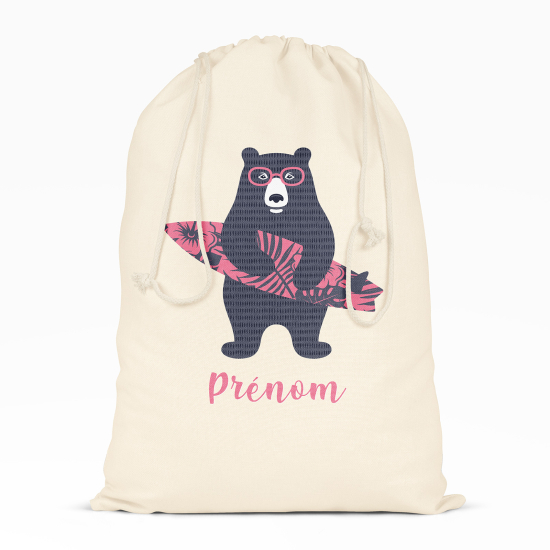 Bolsa de hilo personalizada - Oso surf