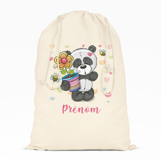 Bolsa de hilo personalizada - Panda flor