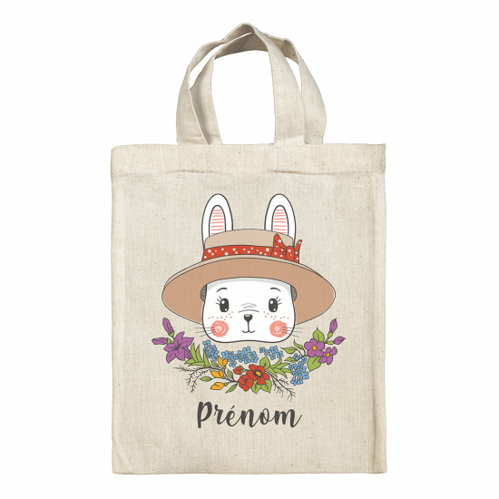 Bolsa de Pascua personalizada - Conejita con sombrero