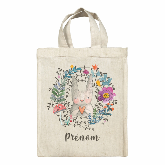 Bolsa de Pascua personalizada - Conejo flores