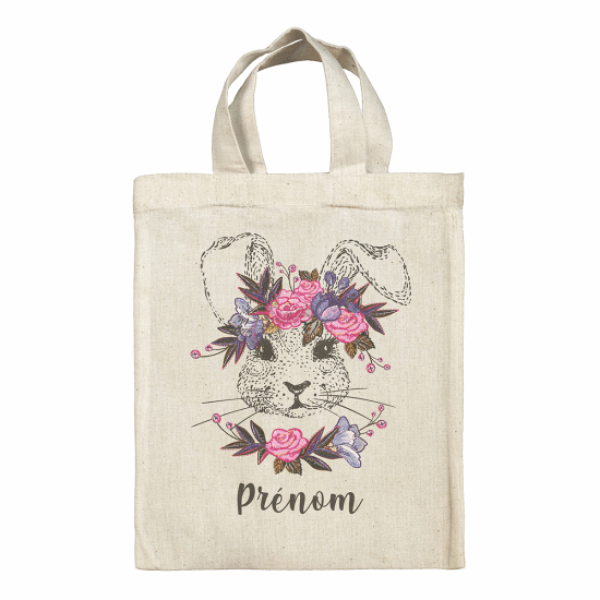 Bolsa de Pascua personalizada - Conejo flores