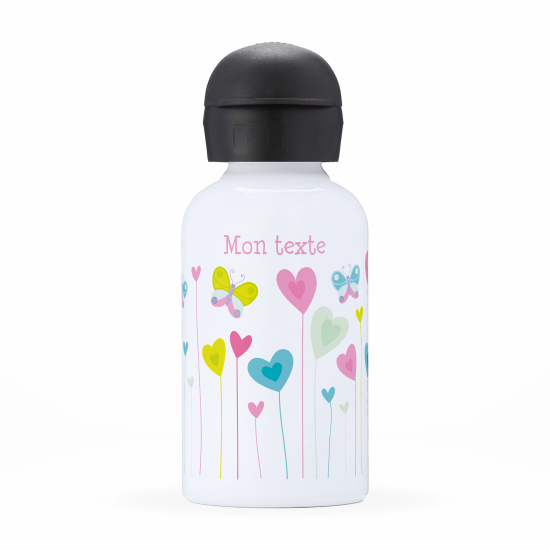 Cantimplora isotérmica personalizada para niños - Flores corazones