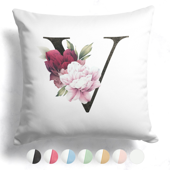Cojín bicolor con monograma e iniciales - V