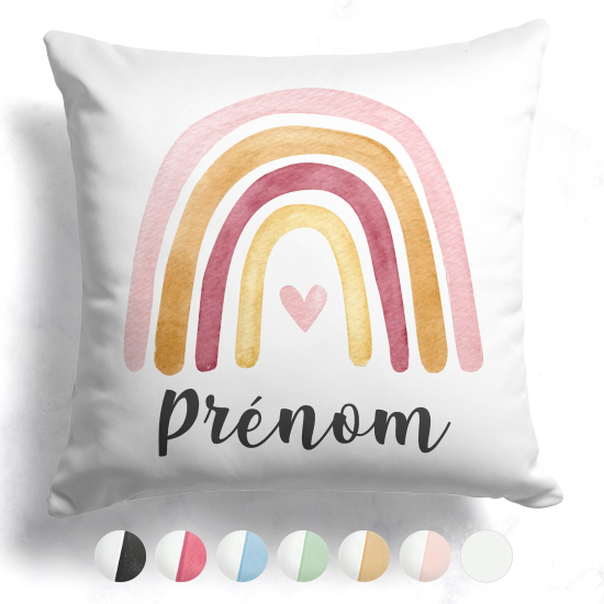 Cojín bicolor personalizado - Arcoíris corazón