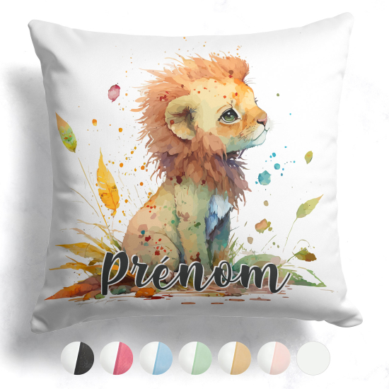 Cojín bicolor personalizado - Cachorro de león