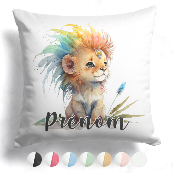 Cojín bicolor personalizado - Cachorro de león