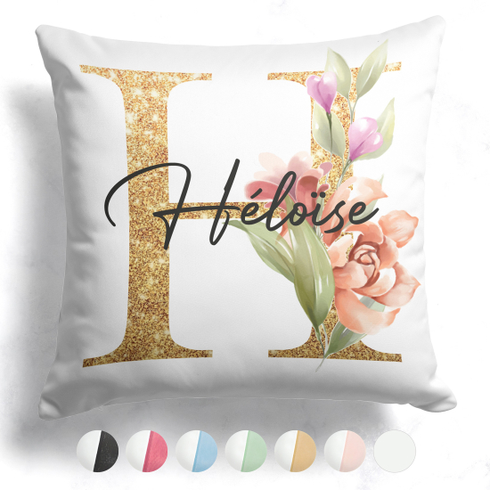 Cojín bicolor personalizado con monograma - Letra H