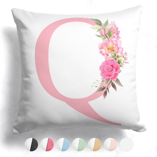 Cojín bicolor personalizado con monograma - Letra Q