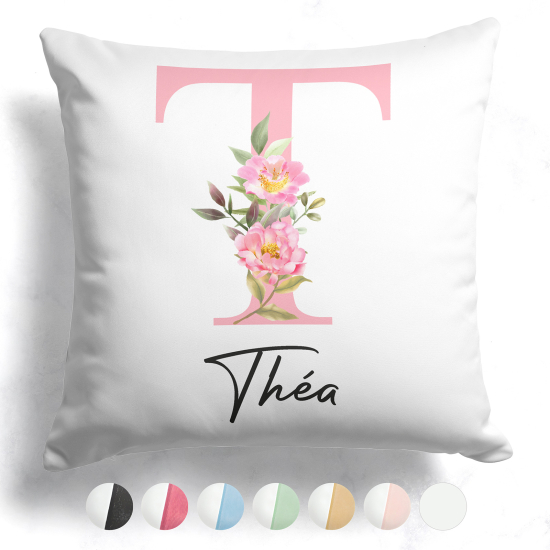 Cojín bicolor personalizado con monograma - Letra T