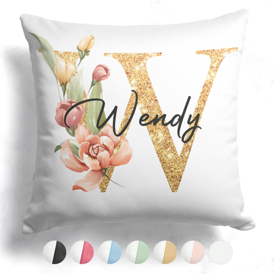 Cojín bicolor personalizado con monograma - Letra W