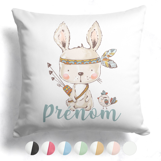 Cojín bicolor personalizado - Conejo indio