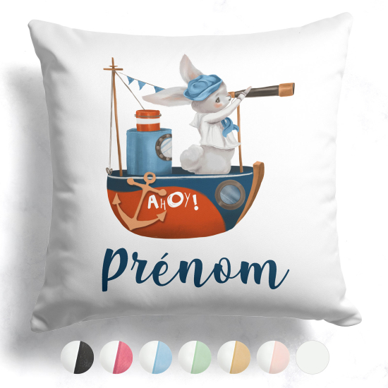 Cojín bicolor personalizado - Conejo pirata