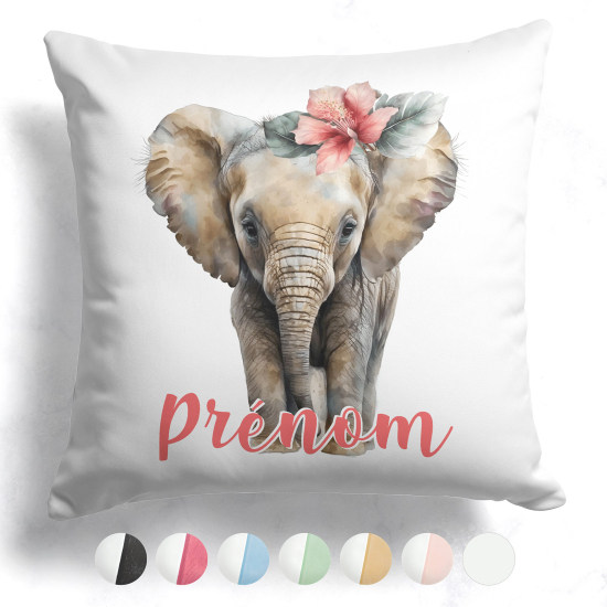 Cojín bicolor personalizado - Elefante flor