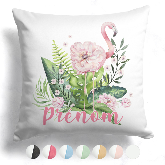 Cojín bicolor personalizado - Flamenco rosa tropical