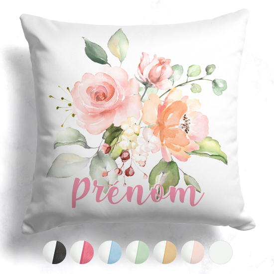 Cojín bicolor personalizado - Flores