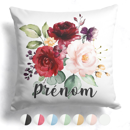 Cojín bicolor personalizado - Flores