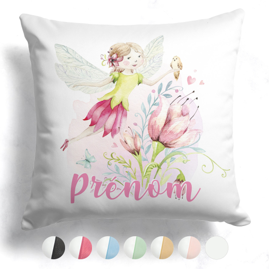 Cojín bicolor personalizado - Hada flores