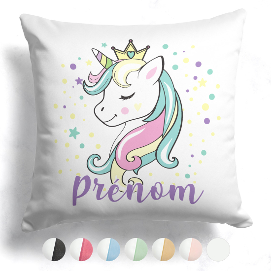 Cojín bicolor personalizado - Princesa unicornio