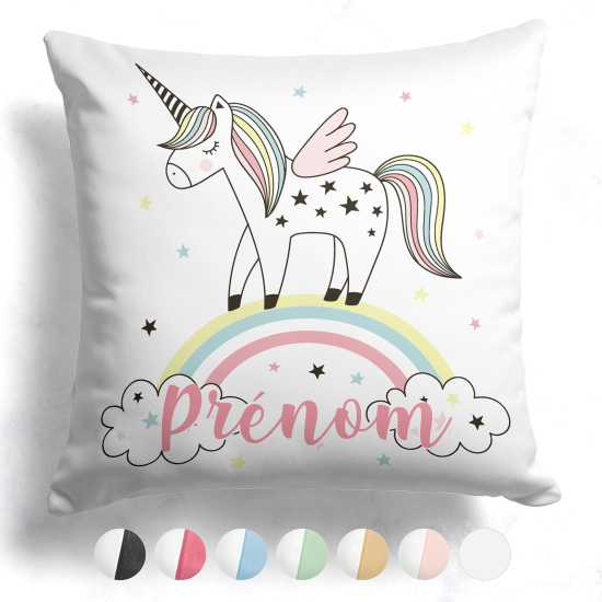 Cojín bicolor personalizado - Unicornio arcoíris