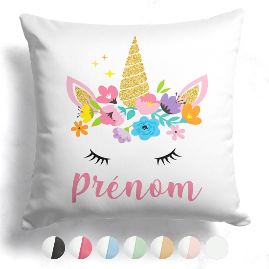 Cojín bicolor personalizado - Unicornio mágico