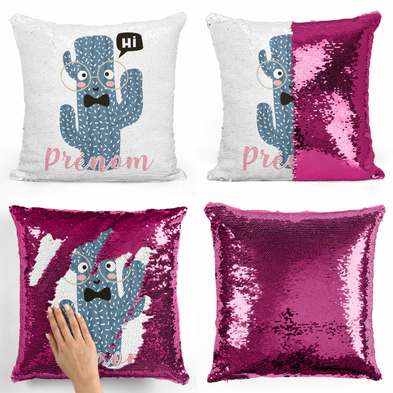 Cojín mágico con lentejuelas personalizado - Cactus