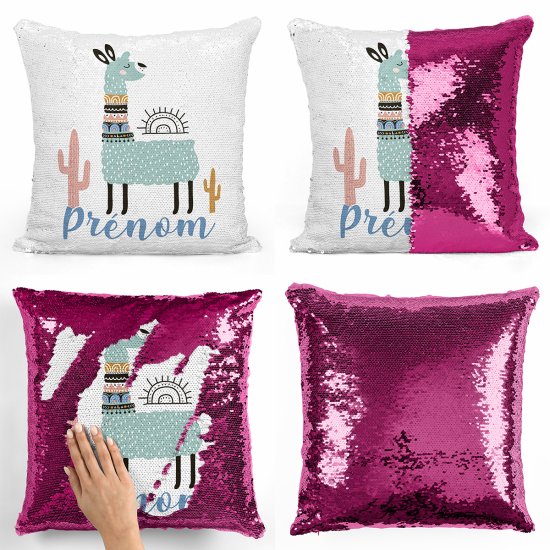 Cojín mágico con lentejuelas personalizado - Cactus de lama