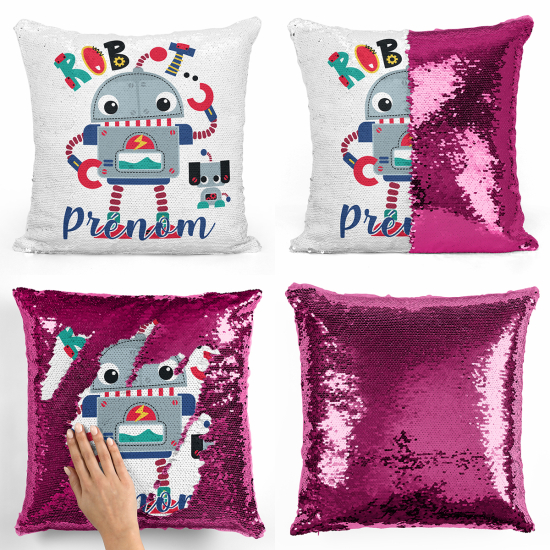 Cojín mágico con lentejuelas personalizado - Robot