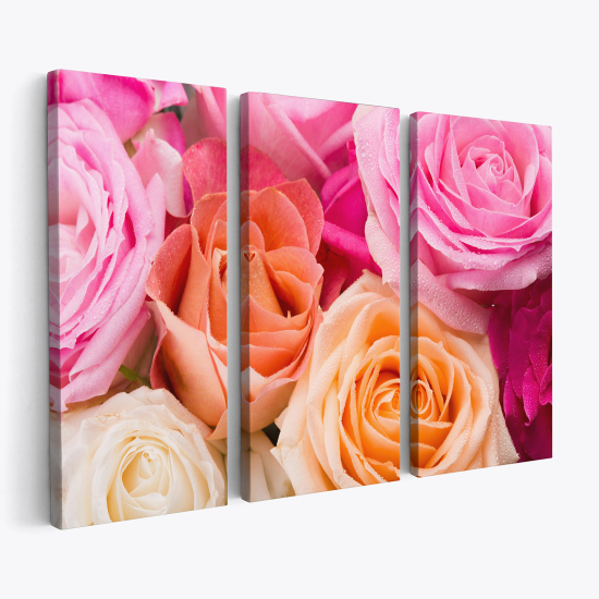 Cuadro tríptico - Rosas de colores