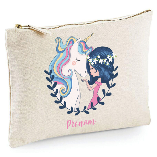 Estuche / Bolsa - Chica y unicornio