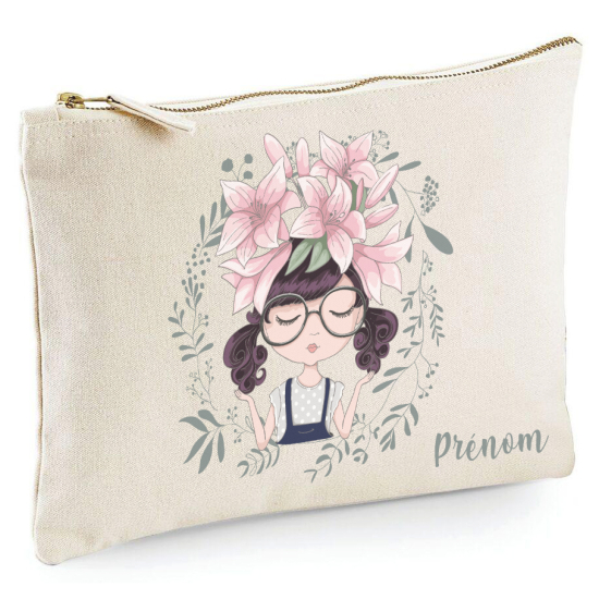 Estuche / Bolsa - Niña pequeña flores