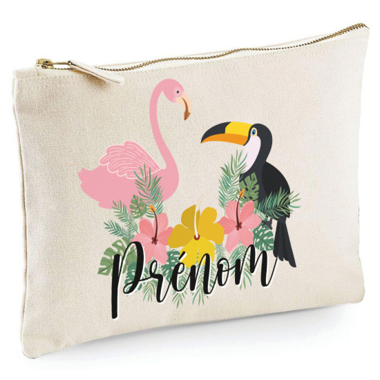 Estuche / Bolsa - Nombre Tucán Flamenco Rosa