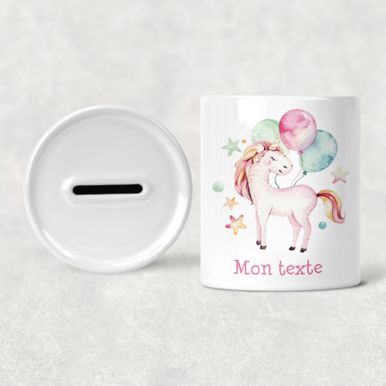 Hucha para niños personalizada - Infantil - Globos de Unicornio