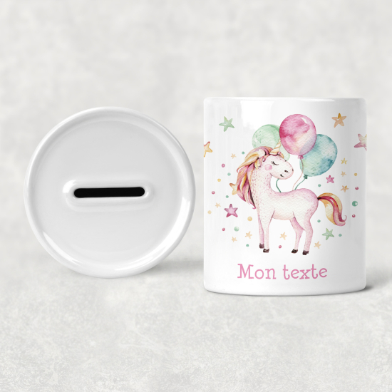 Hucha para niños personalizada - Infantil - Globos de Unicornio