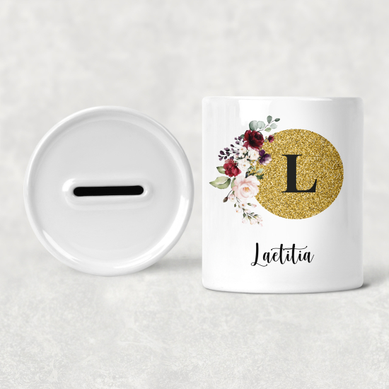 Hucha para niños personalizada - Infantil - Nombre Flores