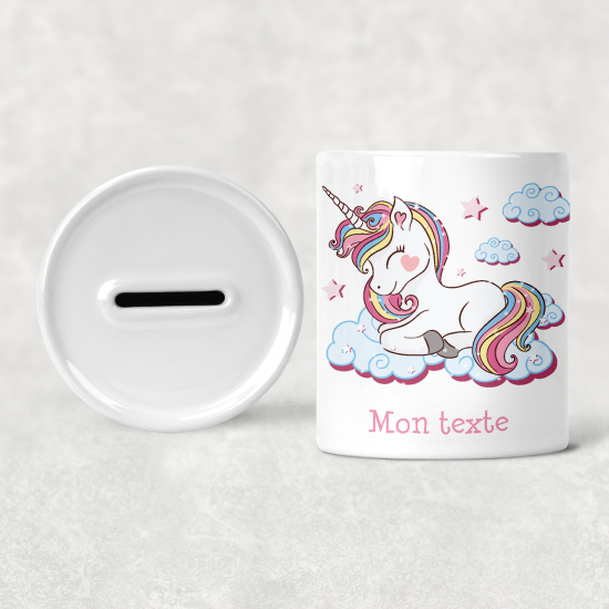 Hucha para niños personalizada - Infantil - Unicornio Nubes