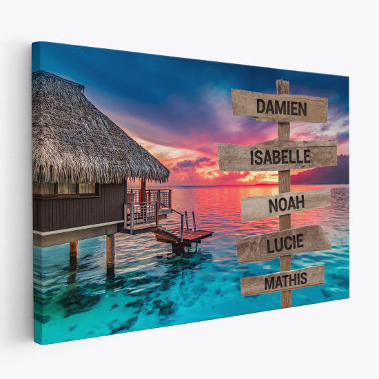 Lienzo infantil personalizado - Bungalow flotante paradisíaco