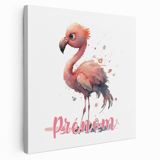 Lienzo personalizado para niños - Infantil - Flamenco Rosa
