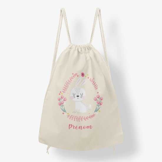 Mochila personalizada - Conejo floreado