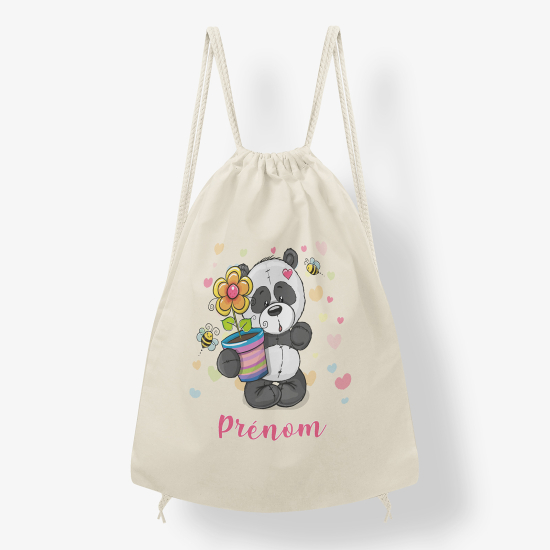 Mochila personalizada - Panda floreado