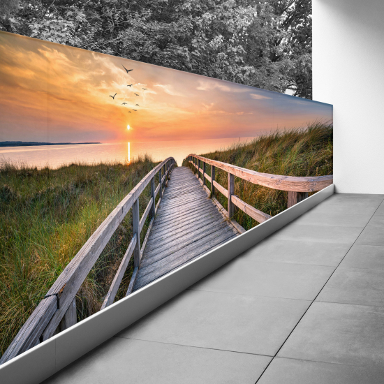 Pantalla de privacidad para balcón - 120x332 cm - Pontón puesta de sol