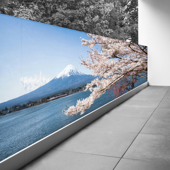 Pantalla de privacidad para balcón - 80x220 cm - El Monte Fuji al borde del agua