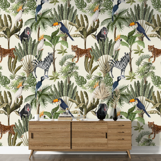 Papel pintado con motivos XL para niños - infantil - Animales de la Selva